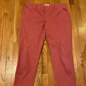 Loft pink/salmon frayed leg pants